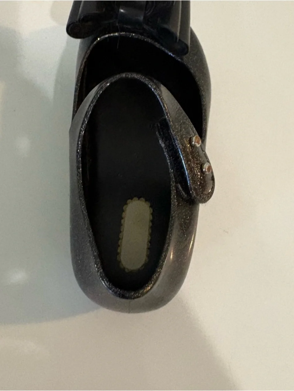 Mini Melissa ultragirl black and silver glitter bow top shoes size 8